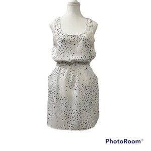 BLUE RAIN Womens White Black Stars Print U-Neck Sleeveless Sun Dress Size Medium